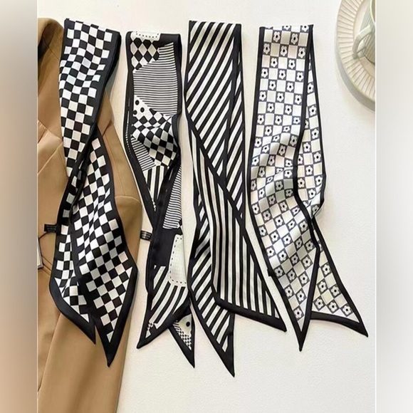 Accessories - 4 pcs Black & White Twilly/Hairbands/Hair ties